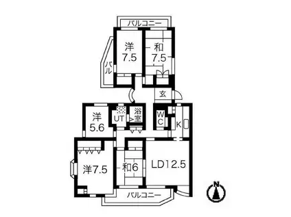 シティーアーク表山(5LDK/1階)の間取り写真