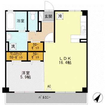 グランデサーナ(1LDK/2階)の間取り写真