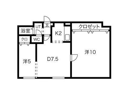 セントラル6(2DK/1階)の間取り写真