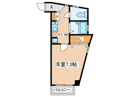 マルヴィエント湘南茅ヶ崎(1K/1階)の間取り写真