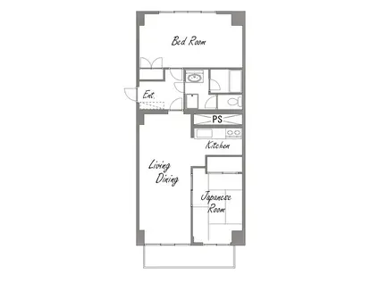 ニューキャッスル麻布(2LDK/2階)の間取り写真