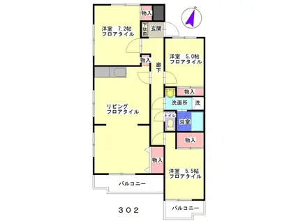 スカイビューNO11(3LDK/3階)の間取り写真