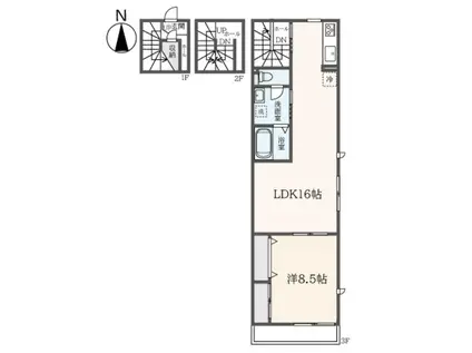 グランパレス国立(1LDK/1階)の間取り写真