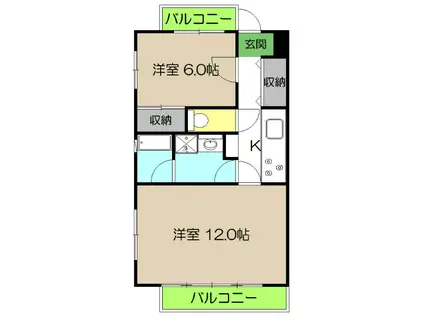 クロスアージュ(1LDK/2階)の間取り写真