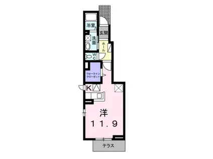 エレガント茱萸木II(1K/1階)の間取り写真