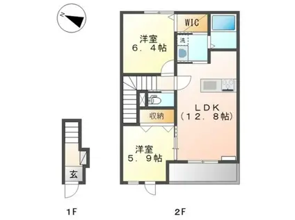 AISANCE和歌山駅東口(2LDK/2階)の間取り写真