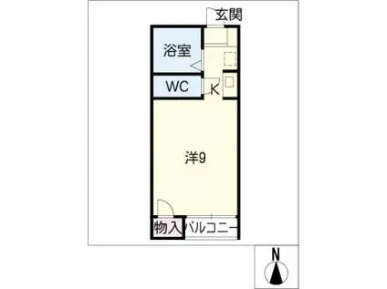 SKY ROCKET II 南棟(ワンルーム/2階)の間取り写真