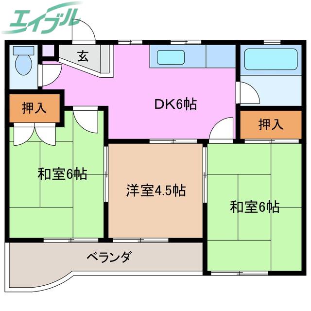 カーサバレンシアときわ(3DK/3階)の間取り写真