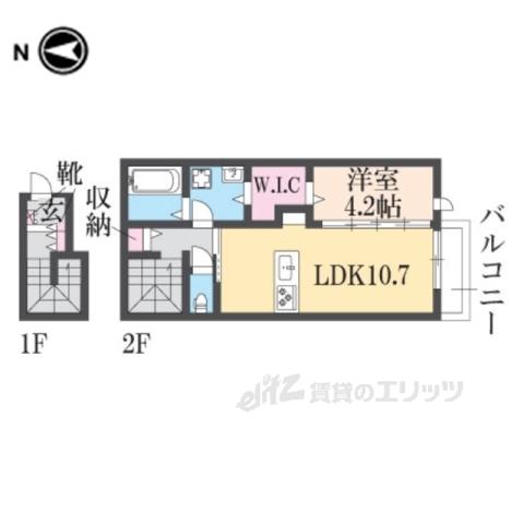 ラシーネ新大宮 アクシス(1LDK/2階)の間取り写真