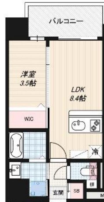 LUXE玉造南(1LDK/7階)の間取り写真