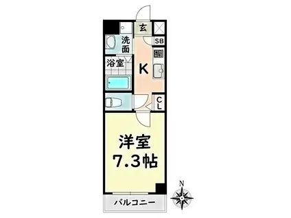エンゼルハイム東町(1K/2階)の間取り写真