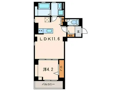 メゾンブランシュ(1LDK/2階)の間取り写真