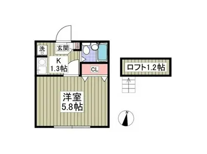 シャルマンフジ湘南壱番館(1K/1階)の間取り写真