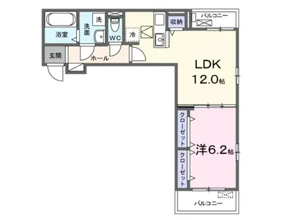 ブルートレインV号(1LDK/1階)の間取り写真