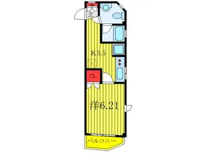 PLEASING HILLS(1K/2階)の間取り写真