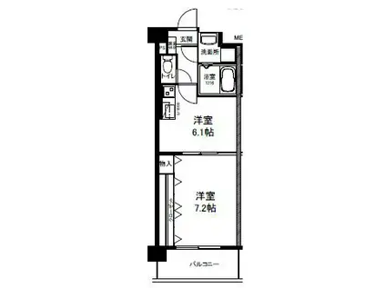 エトルシャンス花町(1DK/1階)の間取り写真