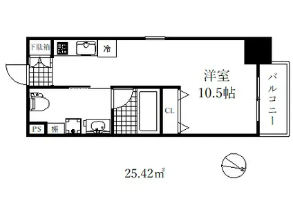 ライフデザイン三宮東(ワンルーム/5階)の間取り写真