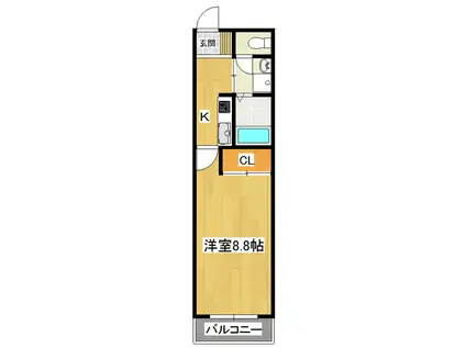 マンション タイラII(1K/2階)の間取り写真