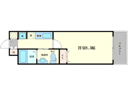 セレブコート弁天町(1K/7階)の間取り写真