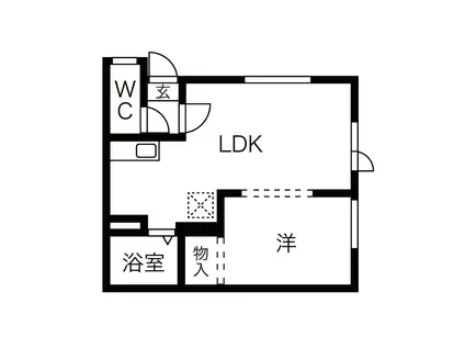 ベルナール篠路(1LDK/1階)の間取り写真