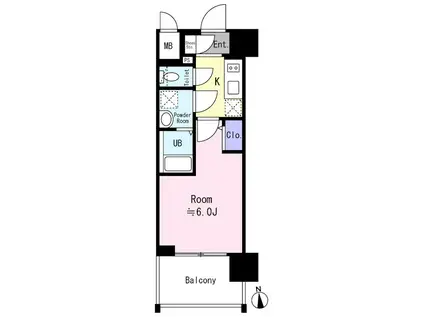 エスリード大阪城イースト(1K/12階)の間取り写真