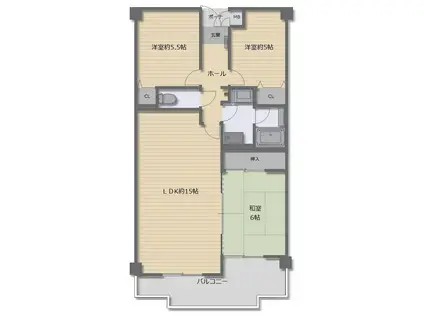 シャルマンコーポ枚岡公園B棟(3LDK/2階)の間取り写真