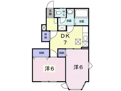 ヒルズおんかく(2DK/1階)の間取り写真