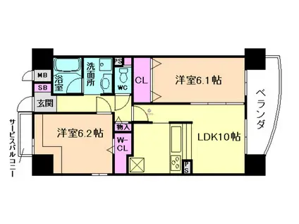 ふろまーじゅ(2LDK/4階)の間取り写真