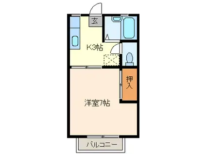 カトレアハイツ(1K/1階)の間取り写真