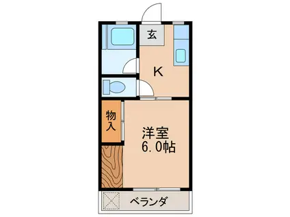 ブルク神谷(1K/4階)の間取り写真