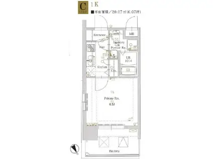 LA FASE LUFINA TENJIN(1K/10階)の間取り写真