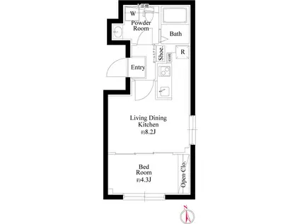 カーサピアッツァ下丸子(1LDK/1階)の間取り写真