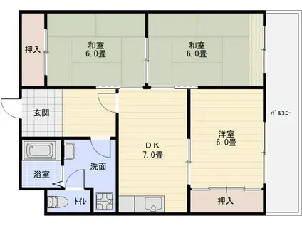 サンメイト2(3DK/3階)の間取り写真