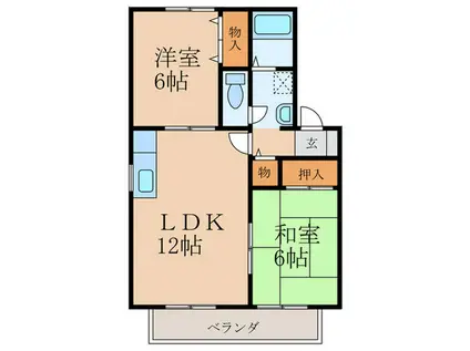 K-I PEAK(2LDK/2階)の間取り写真