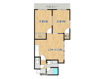 Jヒルズ高見(2LDK/2階)の間取り写真