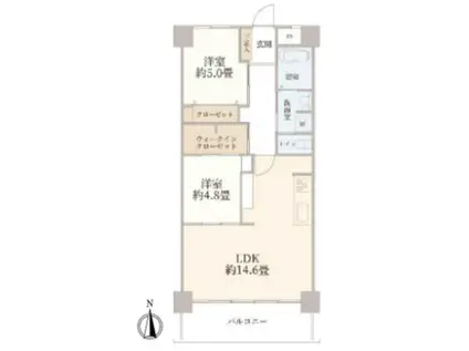 亀戸2丁目団地9号棟(2LDK/7階)の間取り写真