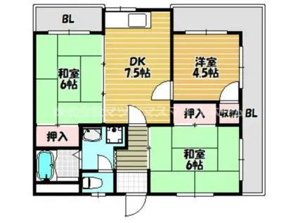 グラッドハウス壱番館(3DK/3階)の間取り写真