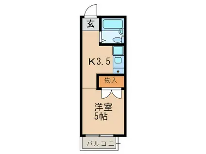 サンケンパレス府中八幡パートI(ワンルーム/1階)の間取り写真