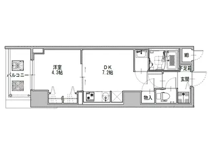 S-RESIDENCE堺筋本町UNO(1DK/15階)の間取り写真