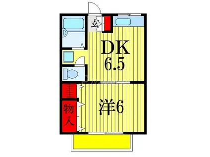 グリーンハイツ(1DK/2階)の間取り写真