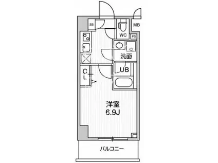 オルタナ横濱阪東橋(1K/4階)の間取り写真