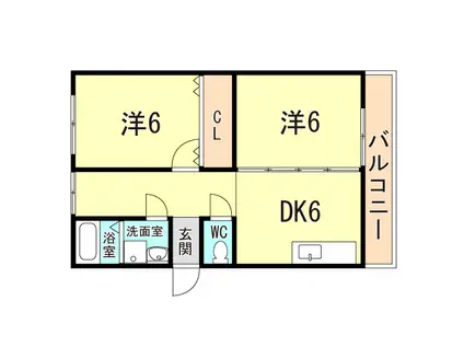 ユメノサニーハイツ(2DK/1階)の間取り写真