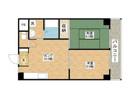 ローベルジーヌ野洲(2LDK/2階)の間取り写真