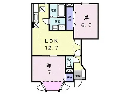 ミレニアム・T(2LDK/1階)の間取り写真