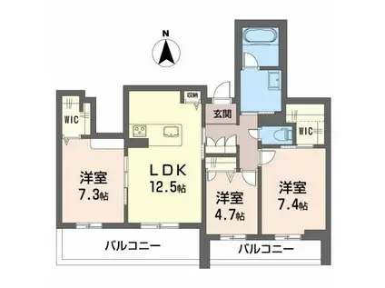 シャーメゾン大龍I棟(3LDK/3階)の間取り写真