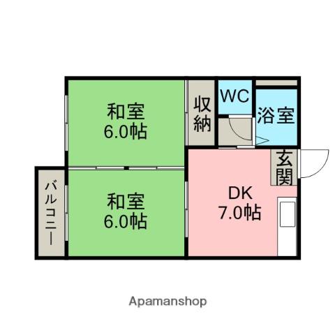 エクセル大峯(2DK/2階)の間取り写真