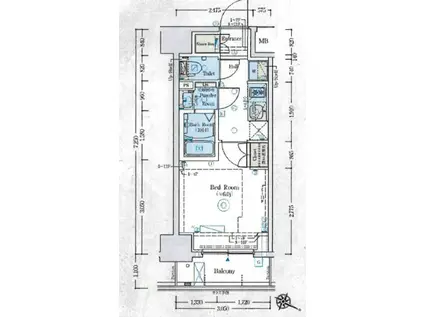 GENOVIA阪東橋IISKYGARDEN(1K/3階)の間取り写真