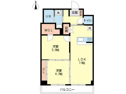 セゾン・ド・ロワール(2LDK/3階)の間取り写真