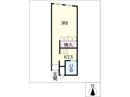 名鉄名古屋本線 名鉄岐阜駅 徒歩11分 4階建 築37年(1K/2階)の間取り写真