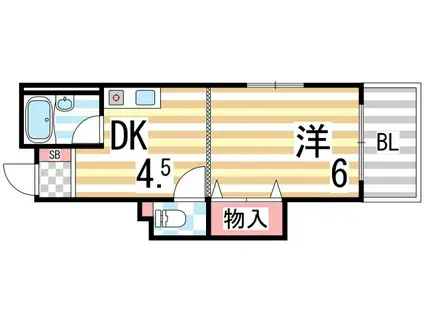 プチプルージュ(1DK/4階)の間取り写真